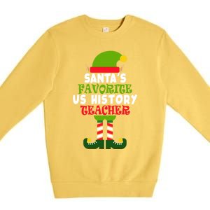 SantaS Favorite Us History Teacher Funny Christmas Vacation Meaningful Gift Premium Crewneck Sweatshirt