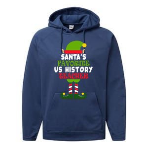 SantaS Favorite Us History Teacher Funny Christmas Vacation Meaningful Gift Performance Fleece Hoodie