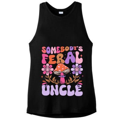 Somebody's Feral Uncle Groovy For Cool Uncle Gift For Uncle Ladies PosiCharge Tri-Blend Wicking Tank