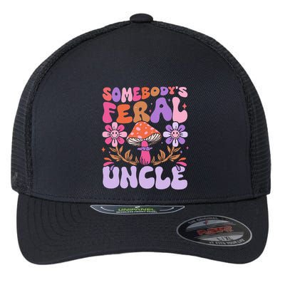 Somebody's Feral Uncle Groovy For Cool Uncle Gift For Uncle Flexfit Unipanel Trucker Cap