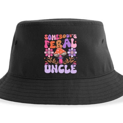 Somebody's Feral Uncle Groovy For Cool Uncle Gift For Uncle Sustainable Bucket Hat