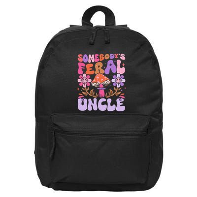 Somebody's Feral Uncle Groovy For Cool Uncle Gift For Uncle 16 in Basic Backpack