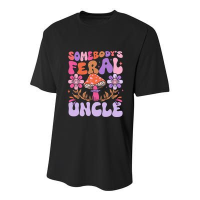 Somebody's Feral Uncle Groovy For Cool Uncle Gift For Uncle Youth Performance Sprint T-Shirt