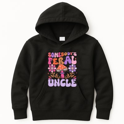 Somebody's Feral Uncle Groovy For Cool Uncle Gift For Uncle Kids Hoodie