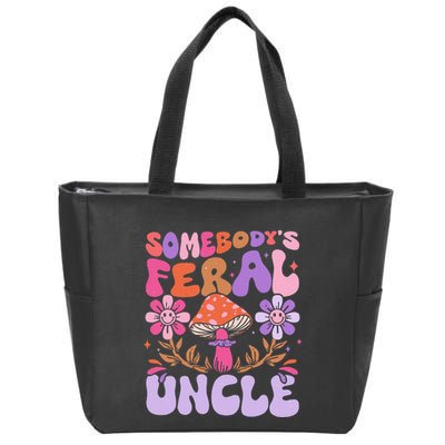Somebody's Feral Uncle Groovy For Cool Uncle Gift For Uncle Zip Tote Bag