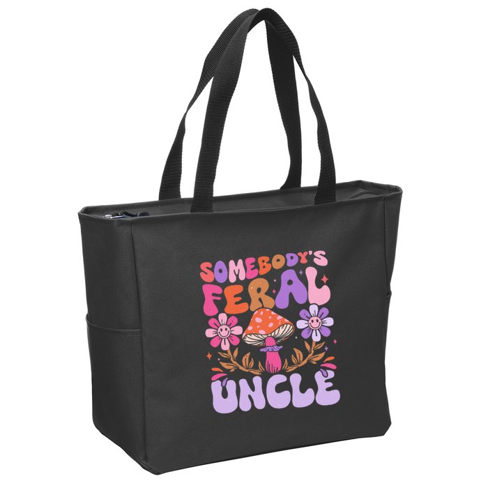 Somebody's Feral Uncle Groovy For Cool Uncle Gift For Uncle Zip Tote Bag
