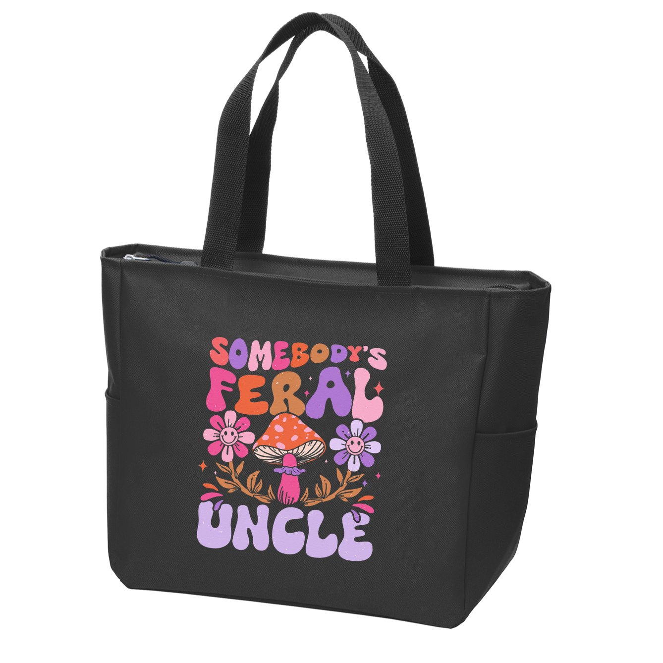 Somebody's Feral Uncle Groovy For Cool Uncle Gift For Uncle Zip Tote Bag