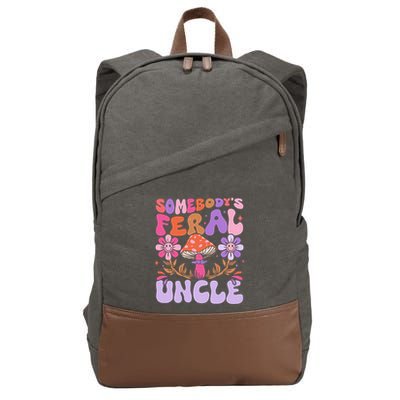 Somebody's Feral Uncle Groovy For Cool Uncle Gift For Uncle Cotton Canvas Backpack