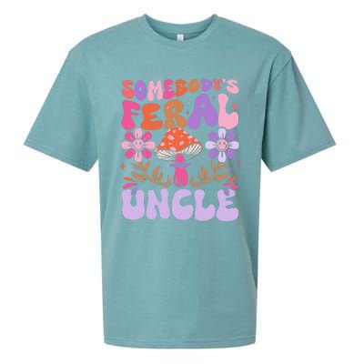 Somebody's Feral Uncle Groovy For Cool Uncle Gift For Uncle Sueded Cloud Jersey T-Shirt