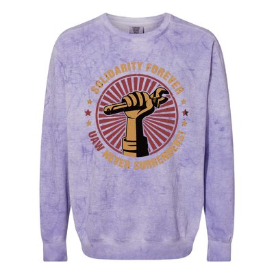 Solidarity Forever UAW Never Surrender UAW Union Strong Colorblast Crewneck Sweatshirt