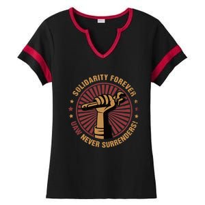 Solidarity Forever UAW Never Surrender UAW Union Strong Ladies Halftime Notch Neck Tee