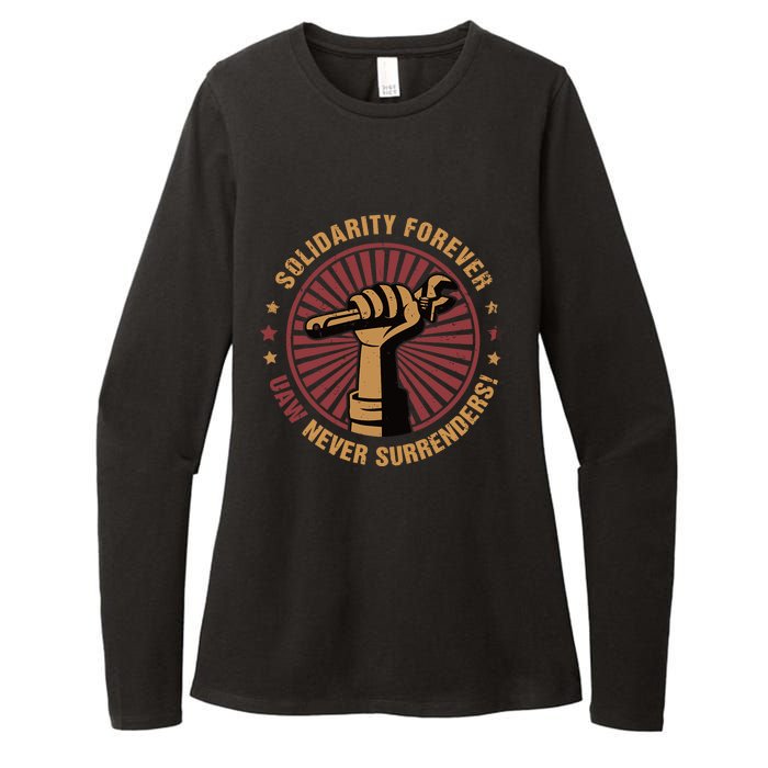 Solidarity Forever UAW Never Surrender UAW Union Strong Womens CVC Long Sleeve Shirt