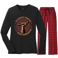 Solidarity Forever UAW Never Surrender UAW Union Strong Women's Long Sleeve Flannel Pajama Set 