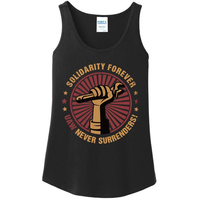 Solidarity Forever UAW Never Surrender UAW Union Strong Ladies Essential Tank