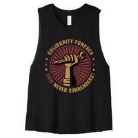 Solidarity Forever UAW Never Surrender UAW Union Strong Women's Racerback Cropped Tank