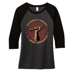 Solidarity Forever UAW Never Surrender UAW Union Strong Women's Tri-Blend 3/4-Sleeve Raglan Shirt