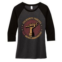 Solidarity Forever UAW Never Surrender UAW Union Strong Women's Tri-Blend 3/4-Sleeve Raglan Shirt