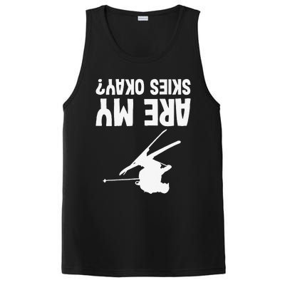 Skiing funny upside down winter sport skier lover PosiCharge Competitor Tank