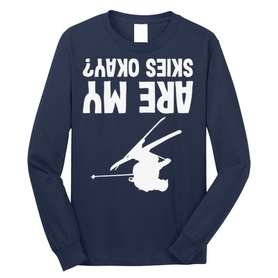 Skiing funny upside down winter sport skier lover Long Sleeve Shirt