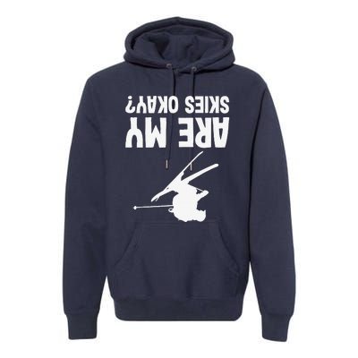 Skiing funny upside down winter sport skier lover Premium Hoodie