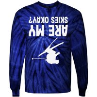 Skiing funny upside down winter sport skier lover Tie-Dye Long Sleeve Shirt