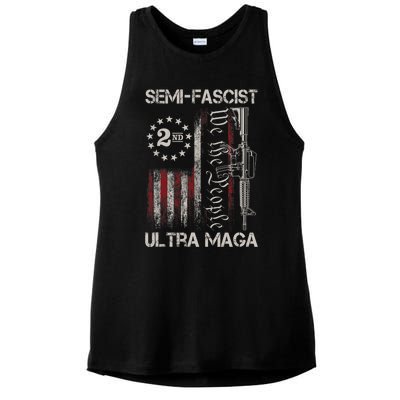 Semi Fascist Ultra Maga Political Humor Biden Quotes US Flag Ladies PosiCharge Tri-Blend Wicking Tank