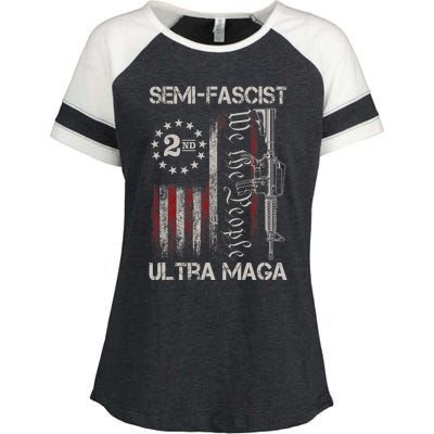 Semi Fascist Ultra Maga Political Humor Biden Quotes US Flag Enza Ladies Jersey Colorblock Tee