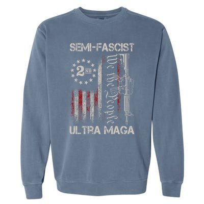 Semi Fascist Ultra Maga Political Humor Biden Quotes US Flag Garment-Dyed Sweatshirt