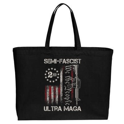 Semi Fascist Ultra Maga Political Humor Biden Quotes US Flag Cotton Canvas Jumbo Tote