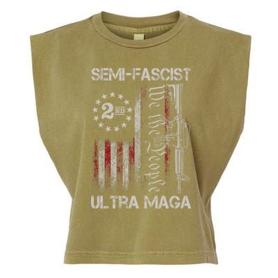 Semi Fascist Ultra Maga Political Humor Biden Quotes US Flag Garment-Dyed Women's Muscle Tee