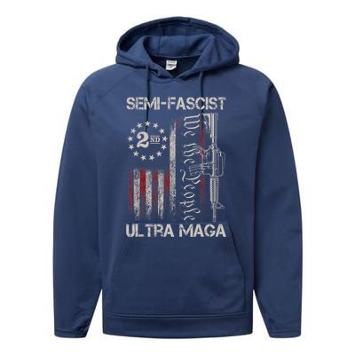 Semi Fascist Ultra Maga Political Humor Biden Quotes US Flag Performance Fleece Hoodie