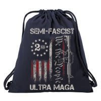 Semi Fascist Ultra Maga Political Humor Biden Quotes US Flag Drawstring Bag