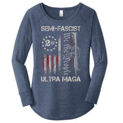 Semi Fascist Ultra Maga Political Humor Biden Quotes US Flag Women's Perfect Tri Tunic Long Sleeve Shirt