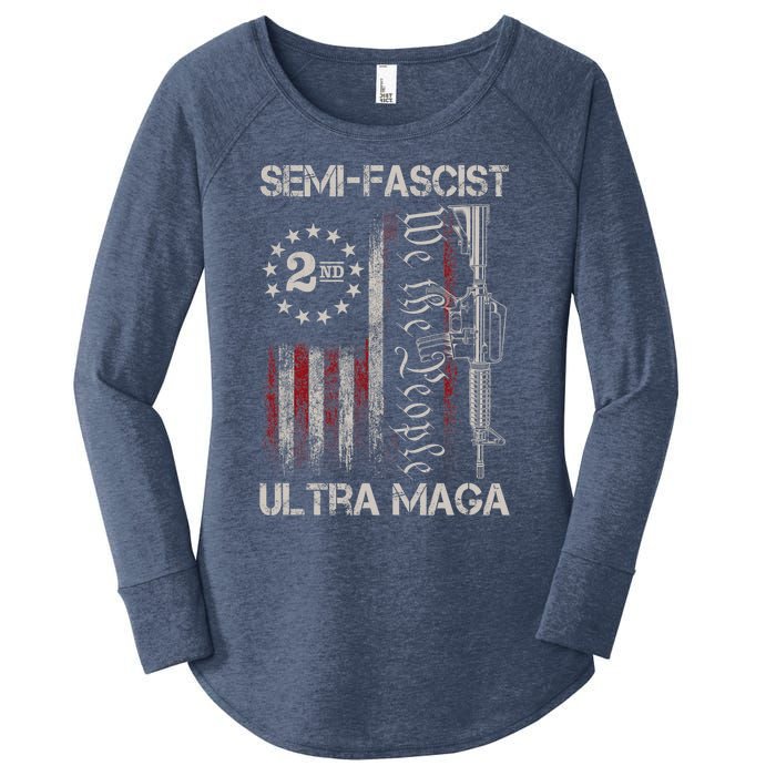 Semi Fascist Ultra Maga Political Humor Biden Quotes US Flag Women's Perfect Tri Tunic Long Sleeve Shirt