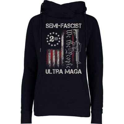 Semi Fascist Ultra Maga Political Humor Biden Quotes US Flag Womens Funnel Neck Pullover Hood