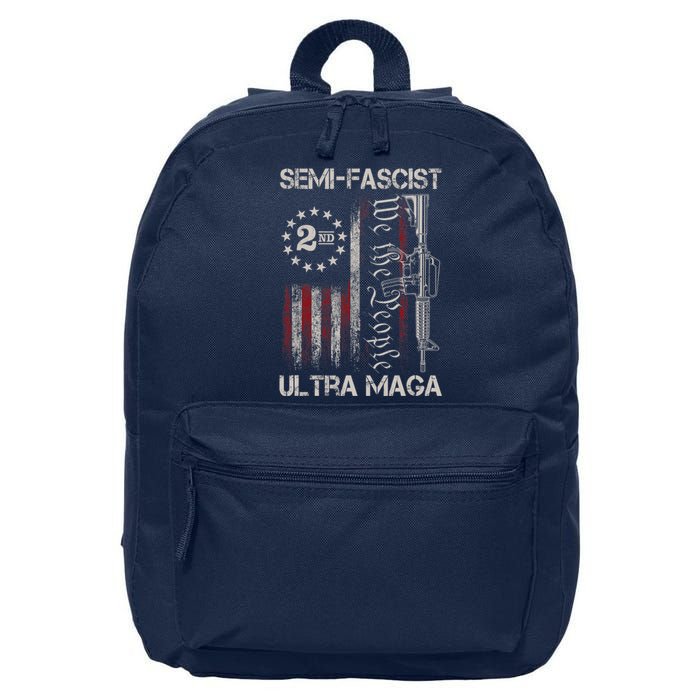 Semi Fascist Ultra Maga Political Humor Biden Quotes US Flag 16 in Basic Backpack