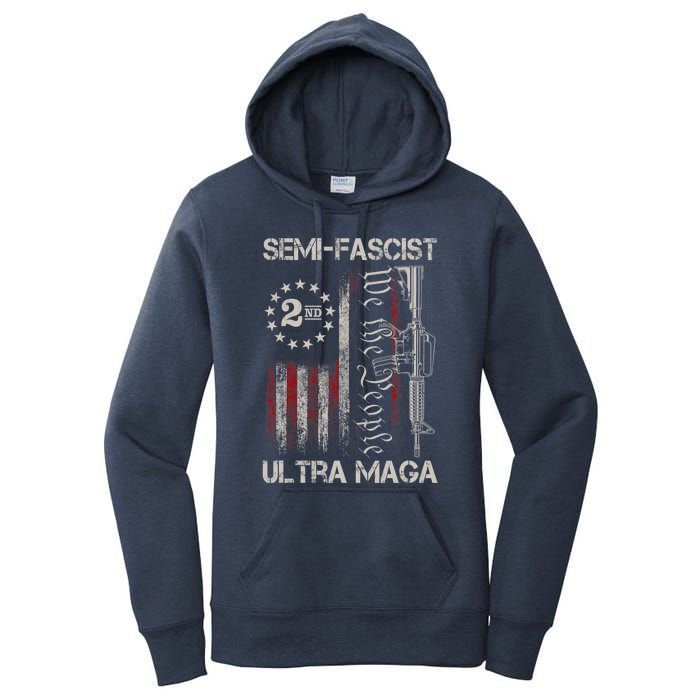 Semi Fascist Ultra Maga Political Humor Biden Quotes US Flag Women's Pullover Hoodie