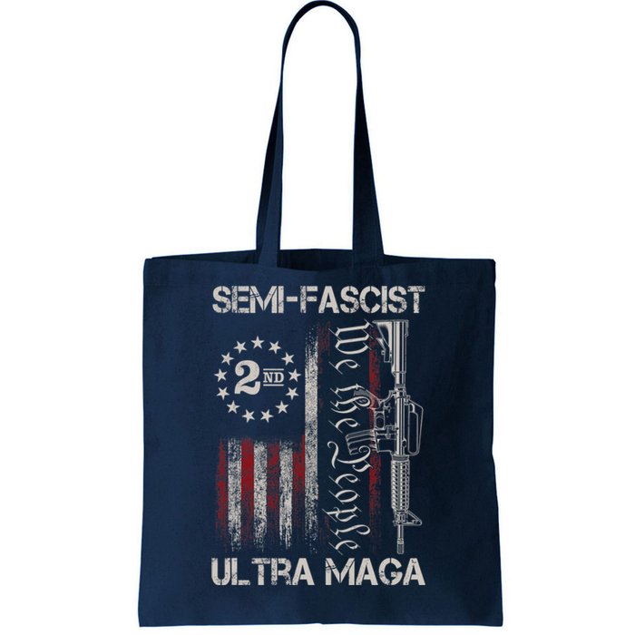 Semi Fascist Ultra Maga Political Humor Biden Quotes US Flag Tote Bag