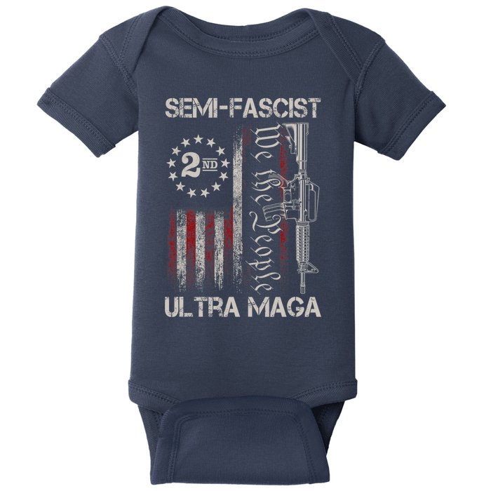 Semi Fascist Ultra Maga Political Humor Biden Quotes US Flag Baby Bodysuit