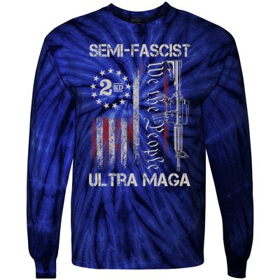 Semi Fascist Ultra Maga Political Humor Biden Quotes US Flag Tie-Dye Long Sleeve Shirt