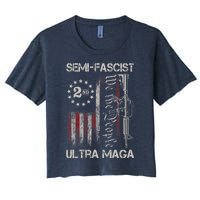 Semi Fascist Ultra Maga Political Humor Biden Quotes US Flag Women's Crop Top Tee