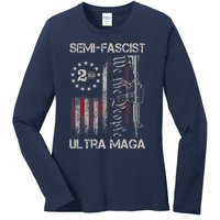 Semi Fascist Ultra Maga Political Humor Biden Quotes US Flag Ladies Long Sleeve Shirt