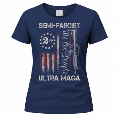 Semi Fascist Ultra Maga Political Humor Biden Quotes US Flag Women's T-Shirt