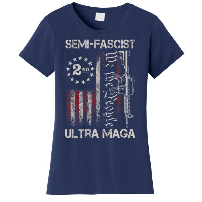 Semi Fascist Ultra Maga Political Humor Biden Quotes US Flag Women's T-Shirt