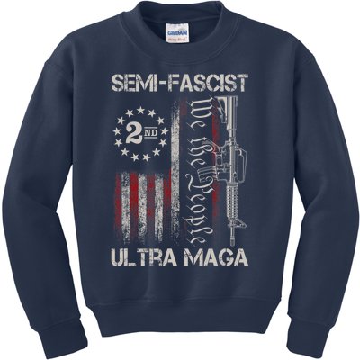 Semi Fascist Ultra Maga Political Humor Biden Quotes US Flag Kids Sweatshirt