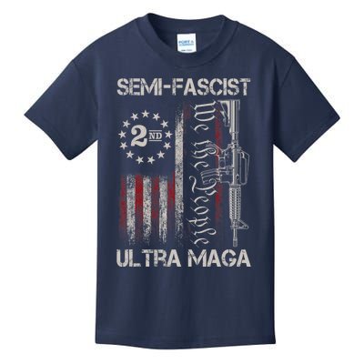 Semi Fascist Ultra Maga Political Humor Biden Quotes US Flag Kids T-Shirt