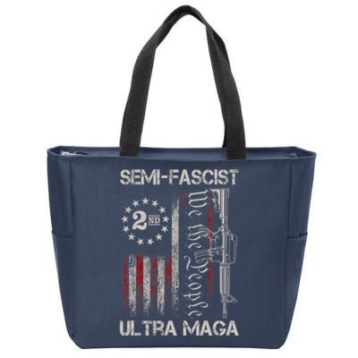 Semi Fascist Ultra Maga Political Humor Biden Quotes US Flag Zip Tote Bag