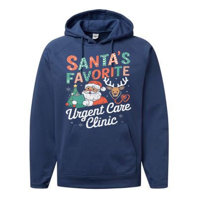 SantaS Favorite Urgent Care Clinic Christmas Performance Fleece Hoodie