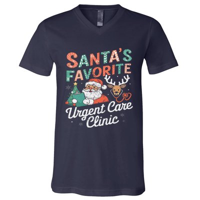 SantaS Favorite Urgent Care Clinic Christmas V-Neck T-Shirt