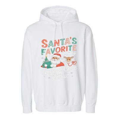 SantaS Favorite Urgent Care Clinic Christmas Garment-Dyed Fleece Hoodie